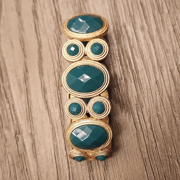 Gold tone and turquoise women's bracelet - Picture 2 of 2